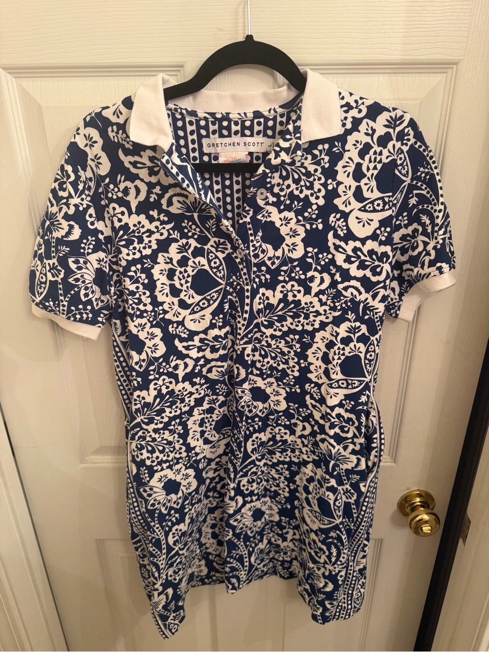 Gretchen Scott Designs Blue and White Floral Polo Dress